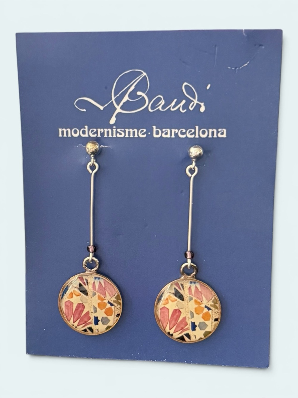 Antoni Gaudí Authentic Barcelona Silver Mosaic Drop Earrings